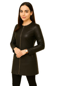 Premium Women’s Sheepskin Black Long Leather Coat Stylish & Warm