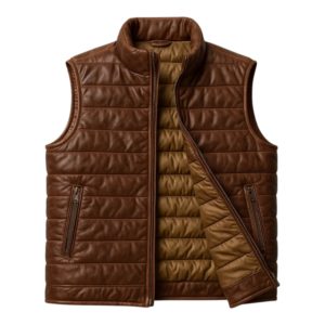 Men’s Sheep Leather Sleeveless Jacket – Vintage Look Vest