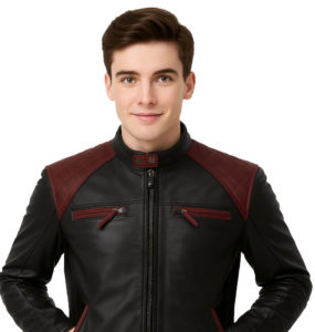 Men’s Two-Tone Leather Biker-Moto Jacket in Authentic Leather