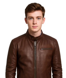 Stylish Leather Brown MotorBike Jacket for Men - Cowhide Leather in Multi Colors