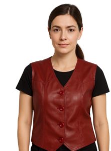 Elegant Leather Vest for Women - Ladies Leather Vest with Authentic Hide