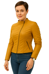 Yellow Leather Jacket for Women - Perfect Biker Jacket in Authentic Leather