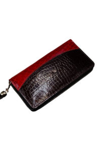Women Leather Purse in Red and Black Colour Combination with Authentic Leather